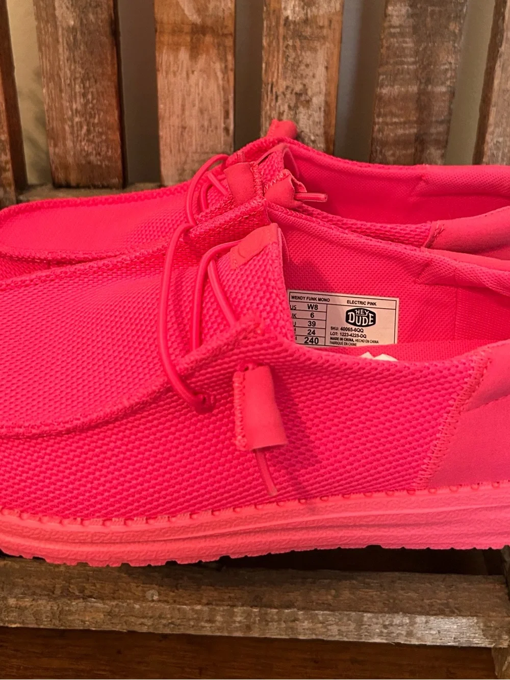 Hey Dude Wendy Funk Mono Electric Pink Slip On Deck Shoes Womens Size 8 New